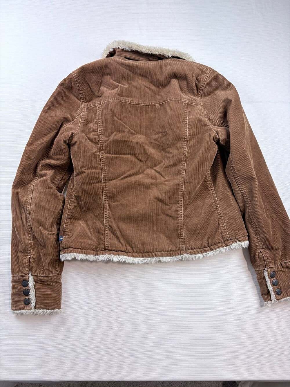 Abercrombie & Fitch Brown Corduroy Faux Sherpa Lined Jacket Women's Medium - Picture 7 of 8